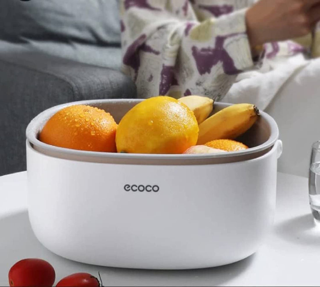 Ecoco portable double drain basket bowl washing kitchen strainer noodle vegetable fruit basket washing cleaning colander tool