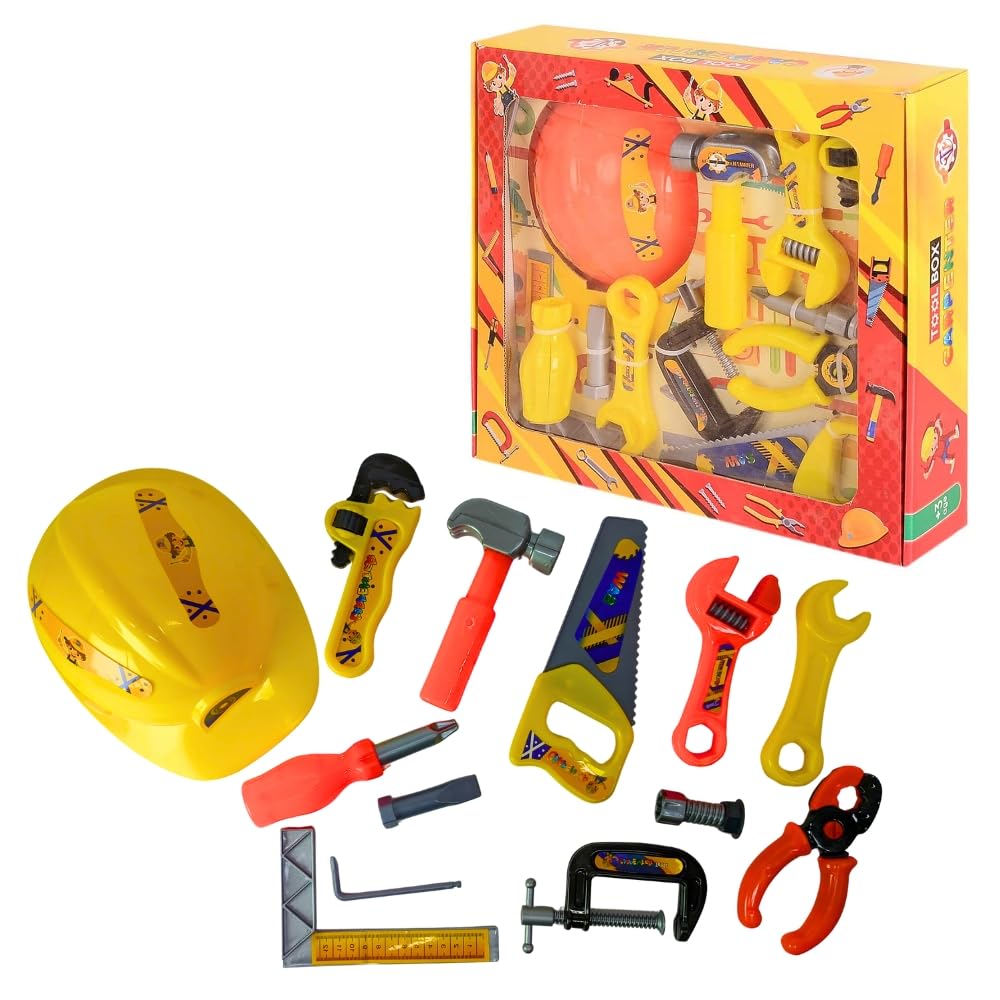 Kids Building Kit Educational Toys Includes Helmet and Assorted Tools, Plastic, 40 cm - Multi Color
