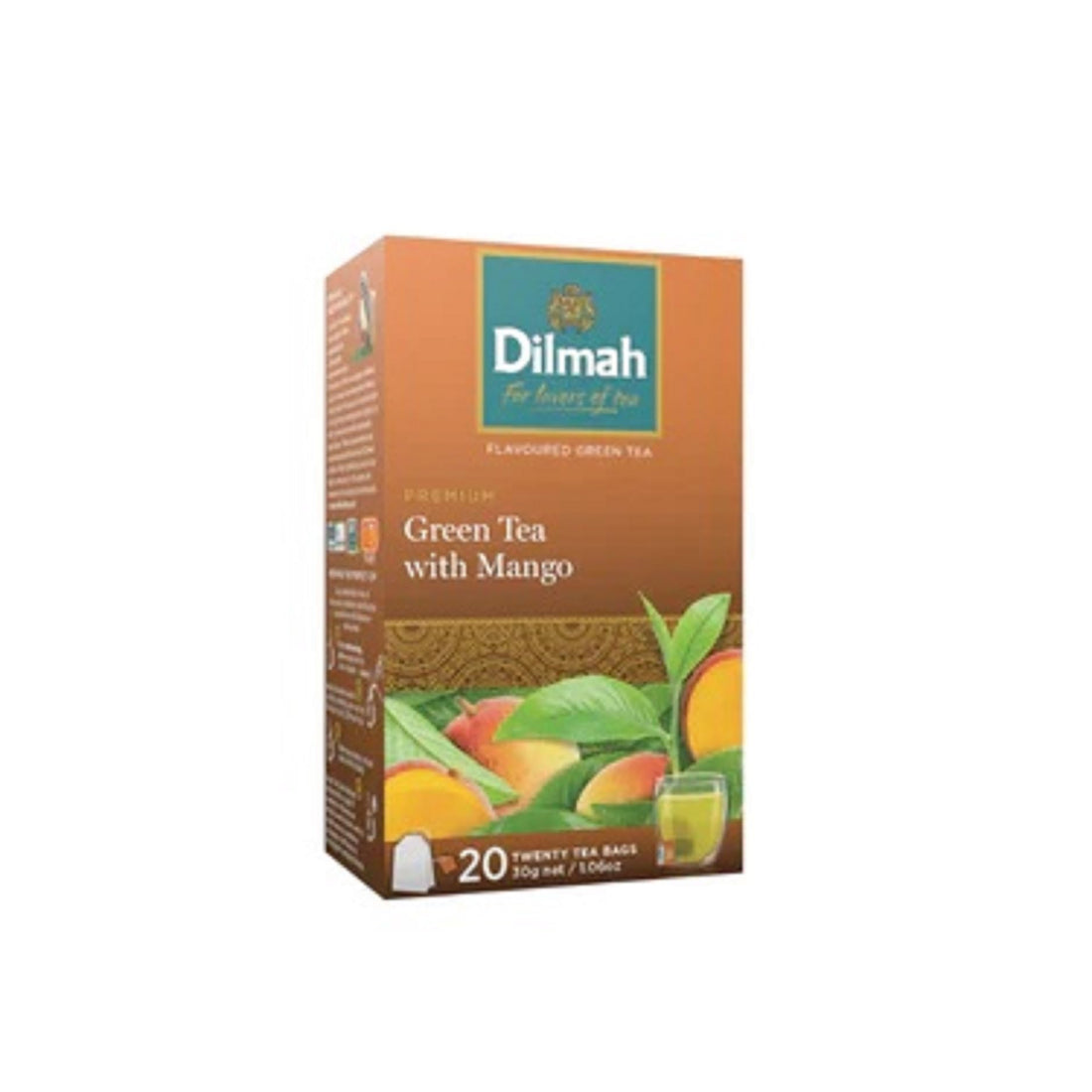 Dilmah green tea mango flavor, 20 bags, 30 gm