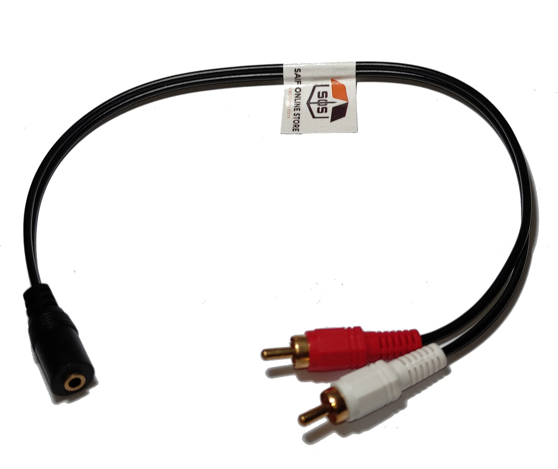 Saif Online Store 2RCA Male (Right and Left) to 3.5mm Female AUX Adapter Cable