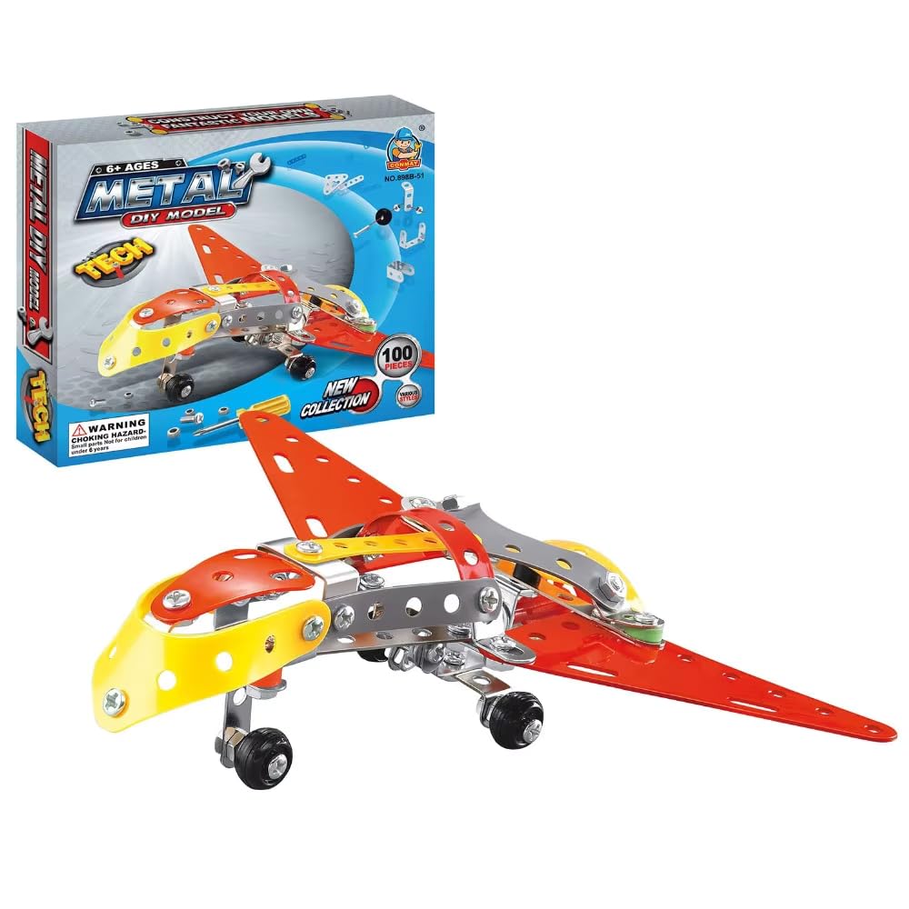 Generic Metal DIY Aircraft Model, Educational Building Blocks Set, 100 Pieces, Plastic Construction, Multicolor, Aviation Theme, Ages 3+
