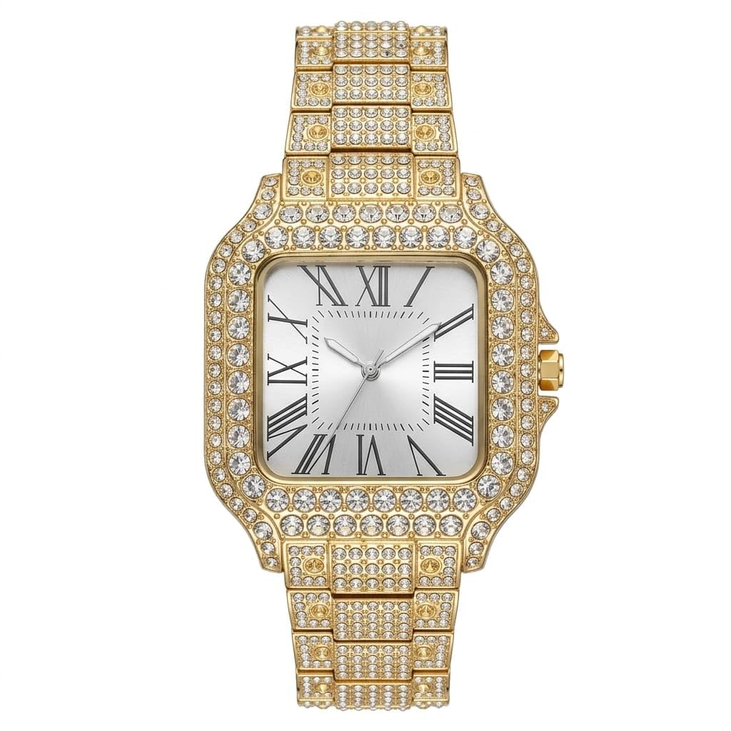 Women's Fashion Crystal Studded Wrist Watch - Gold Bracelet - Fashion Design - Precise Quartz Machine Waterproof - Suitable for Party and Gift