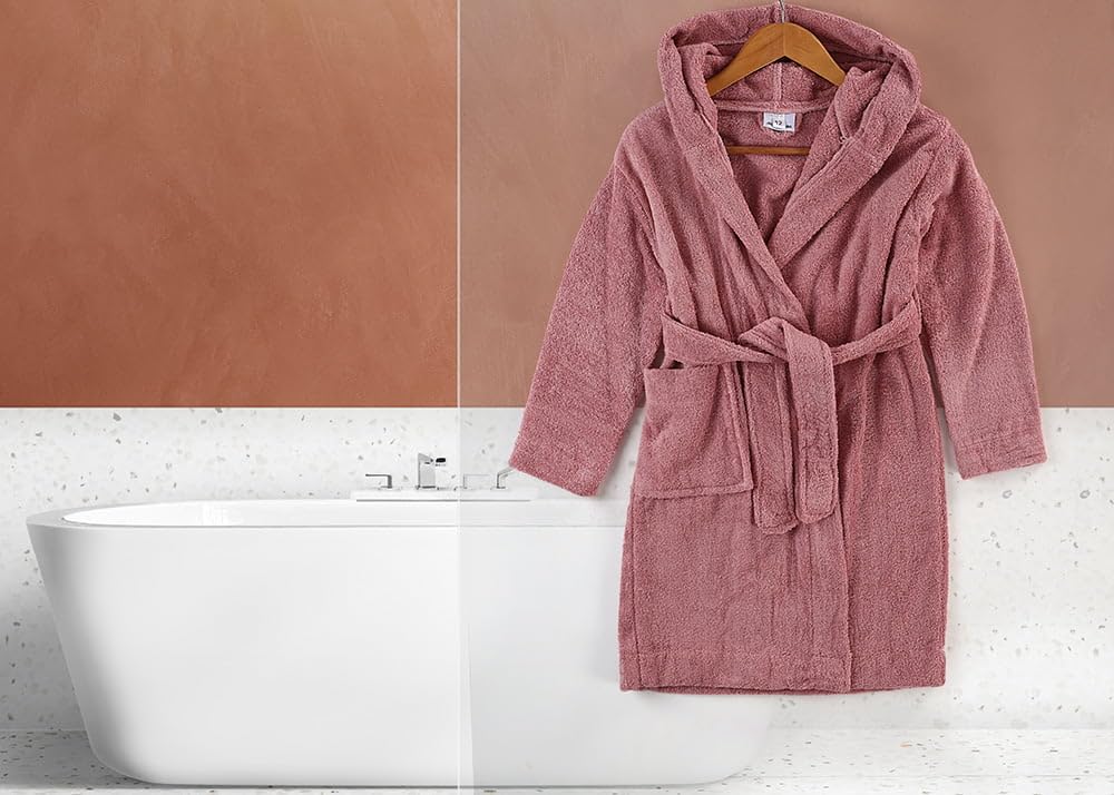 Egyptian Kids Bathrobe in Cashmere (Queen) - 100% Cotton, Quick-Dry - Soft and Absorbent for Home and Beach Use