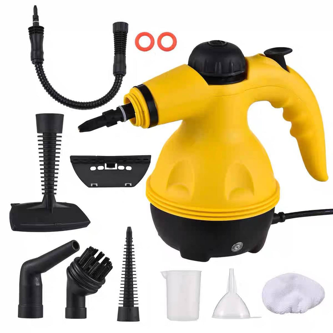 Handheld Steam Cleaner, Multi-Purpose, Yellow and Black, 1000W Power, Professional Deep Cleaning with 9 Accessories for Home, Car, Kitchen, Furniture