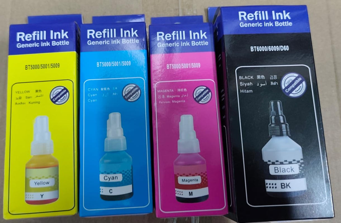 Refill Ink for Brother T300, T500W, T700W, T800W Printers - Black, Magenta, Cyan, Yellow - 100ml Black, 50ml Each Color - Compatible with Remanufactured Options
