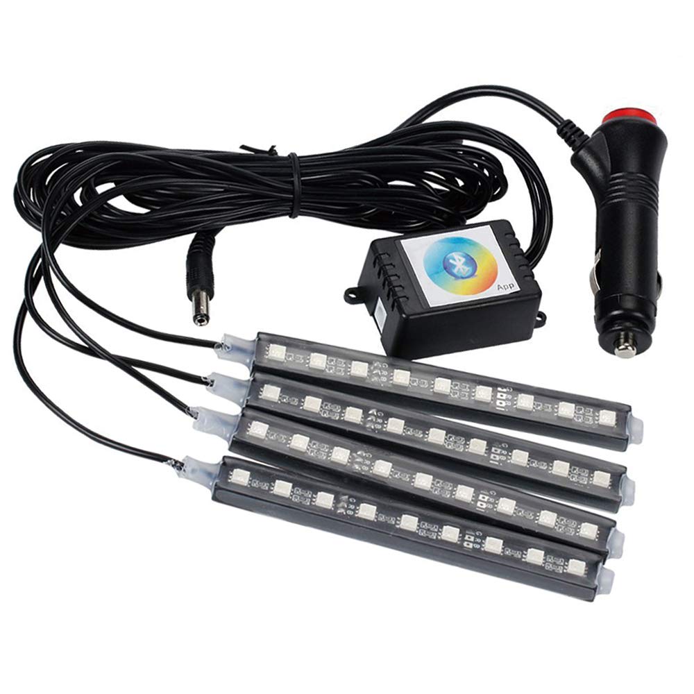 GTP Car LED Strip Light 4pcs 36 Multicolor LED Interior Under Dash Floor Seats Accent Atmosphere Lighting Kit Bluetooth App Control Sound Active Function for iPhone Android Smart Phone