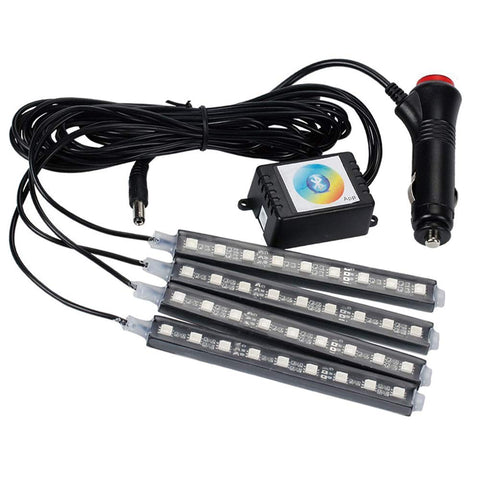 GTP Car LED Strip Light 4pcs 36 Multicolor LED Interior Under Dash Floor Seats Accent Atmosphere Lighting Kit Bluetooth App Control Sound Active Function for iPhone Android Smart Phone