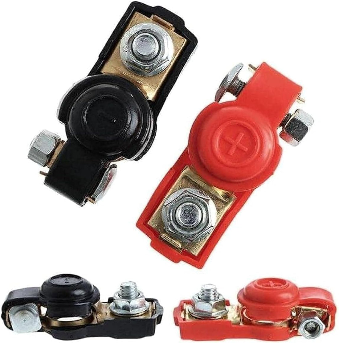 KaberMisr 2020 Battery Cable Terminal Clamp Connectors for Diesel Cars Trucks with Red and Black Plastic Housing Modern Battery Ampere Clips Connectors (2 Pieces)