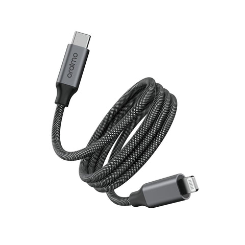 Oraimo OCD-710CL Tangle-Free USB-C to Lightning Cable 1M – Braided Cord, 60W Super Fast Charging & 480Mbps High-Speed Data, Compatible with iPhone, iPad & All Lightning Devices – Black