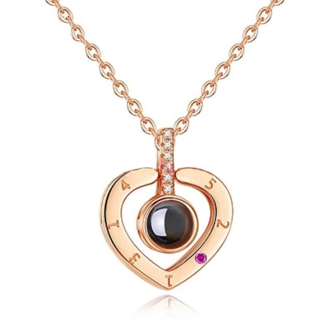 Retro Heart Clock 925 Sliver 100 Languages I Love You Projection Pendant Couple Necklace For Lovers 2023 Trendy Couple Romantic Jewelry (Rose Gold)