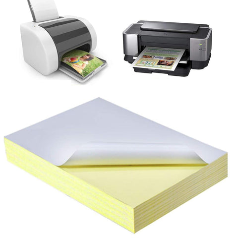 100 Printable Sheets of A4 Size | Glossy White Sticker Paper Printing Labels - Adhesive Stickers Label for Mailing Address, Photos & Pictures, Stationery Stickers for Trade Mark, Photocopies Children