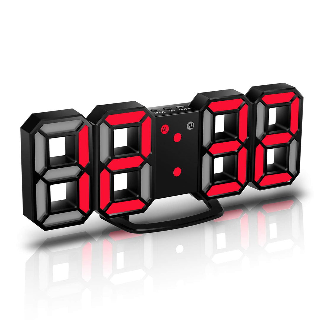 3D LED Wall Clock, 8.4" Digital Wall Clock, LED Clock with 3 Adjustable Brightness Levels for Home Kitchen Office(with Cable but NOT Battery Operated)