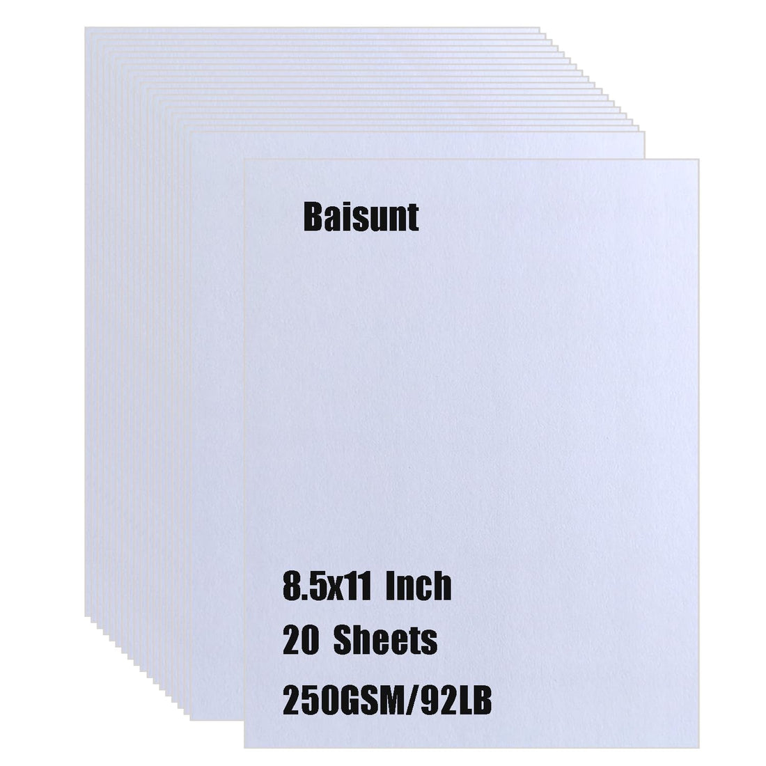 Baisunt 20 Sheets White Cardstock 250GSM/92lb Thick Blank Craft Paper for DIY Art Project, Scrapbook, Cards and Invitations Making(8.5 x 11 Inches)