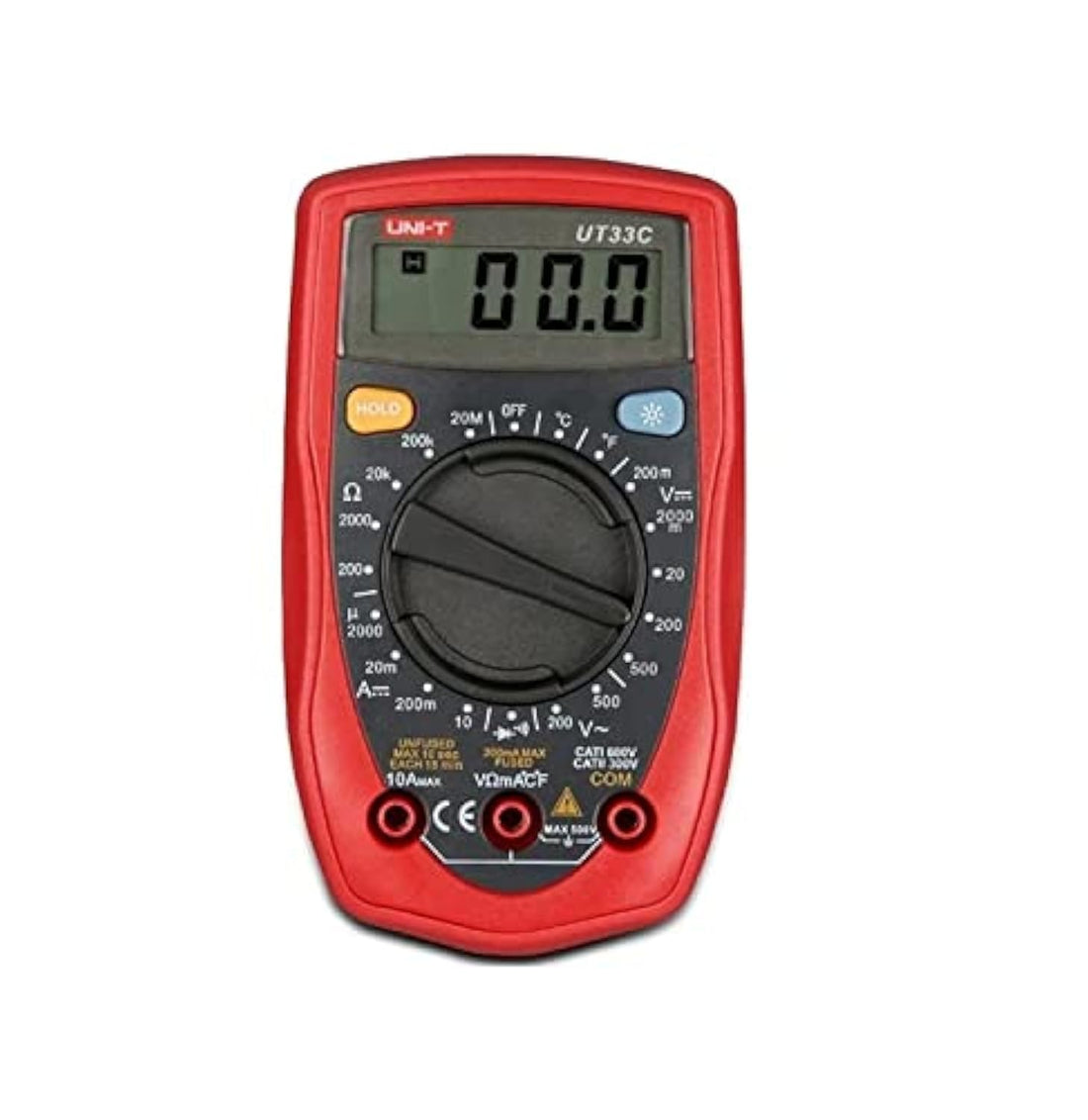 UNI-T UT33C Palm Size Digital Handheld Multimeter DMM DC AC Ammeter Voltmeter Ohm Tester
