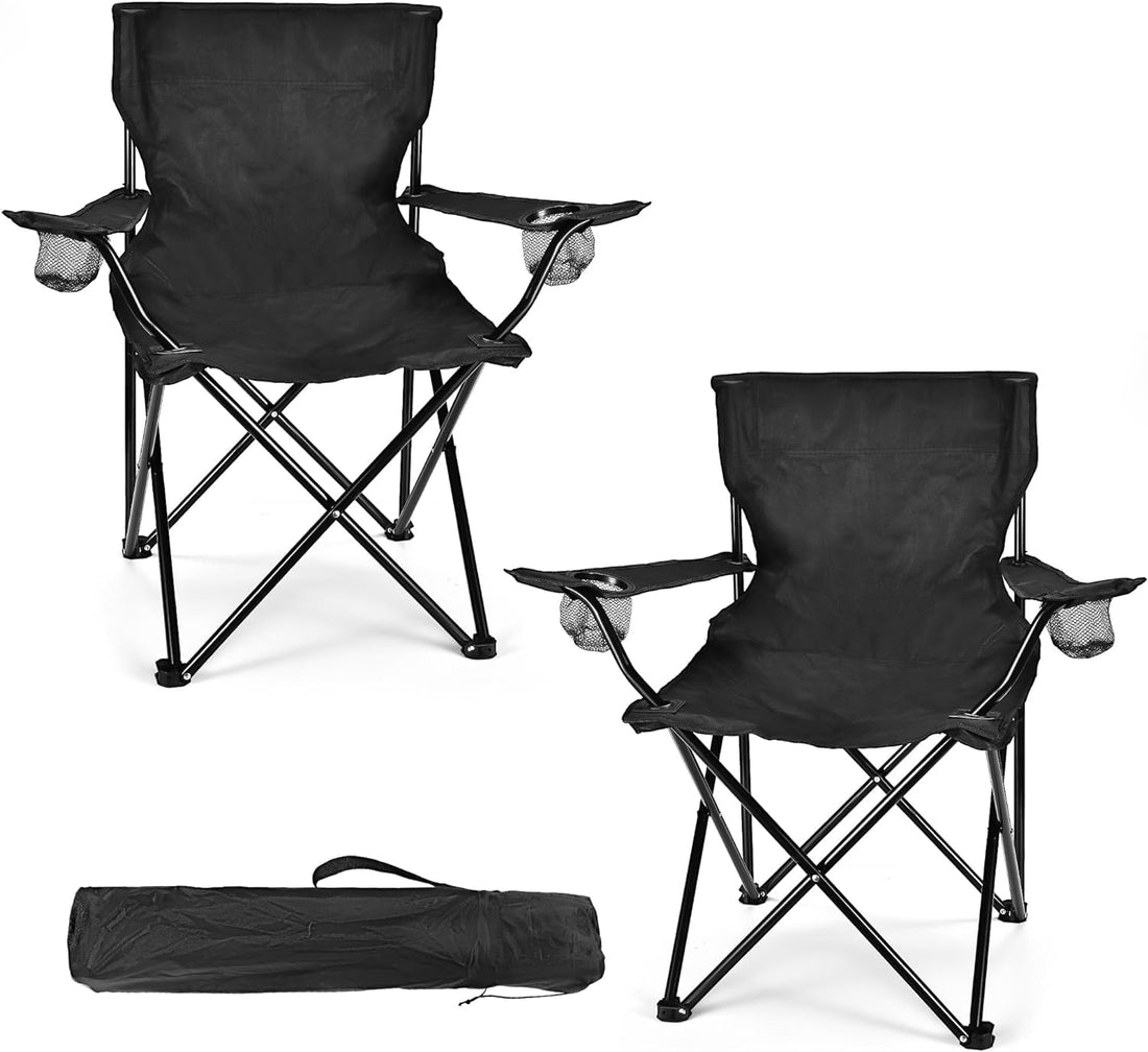 ALMEKAQUZ 2 Pack Camping Chairs - Lightweight and Supportive Chairs for Teens and Lightweight Individuals - Compact, Durable, and Portable - Ideal for Camping, Hiking, Beach, and Picnics - Carry Bag
