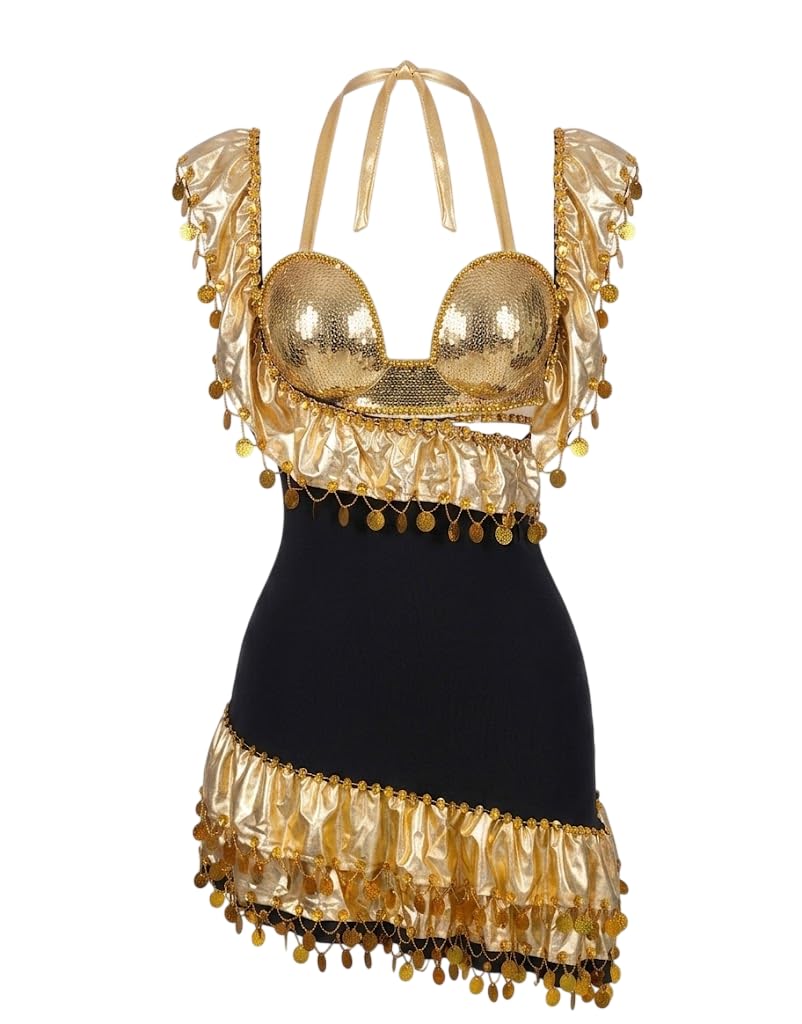 Lycra Gel Belly Dance Suit Off Shoulder Sleeves Hand Embroidery from the Edges + Padded Bra Embroidery, Shawl (One Size Yelps Lahad 85 Kilo)