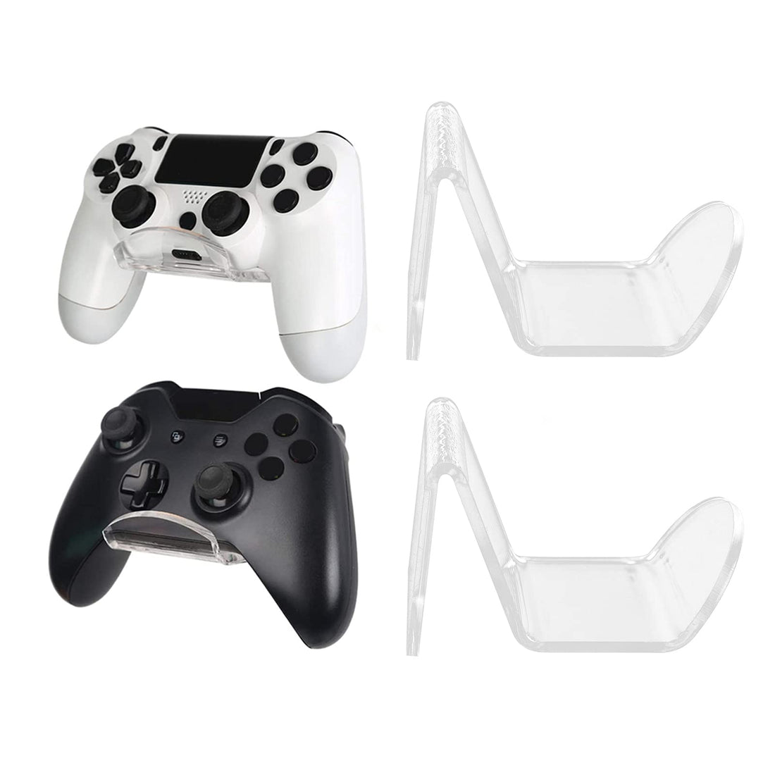 Buachois Pack of 2 Wall Mount Headphone Stand, Self-Adhesive Transparent Acrylic Headset Holder, Game Controller Holder for Universal Gaming Headsets, Game Consoles