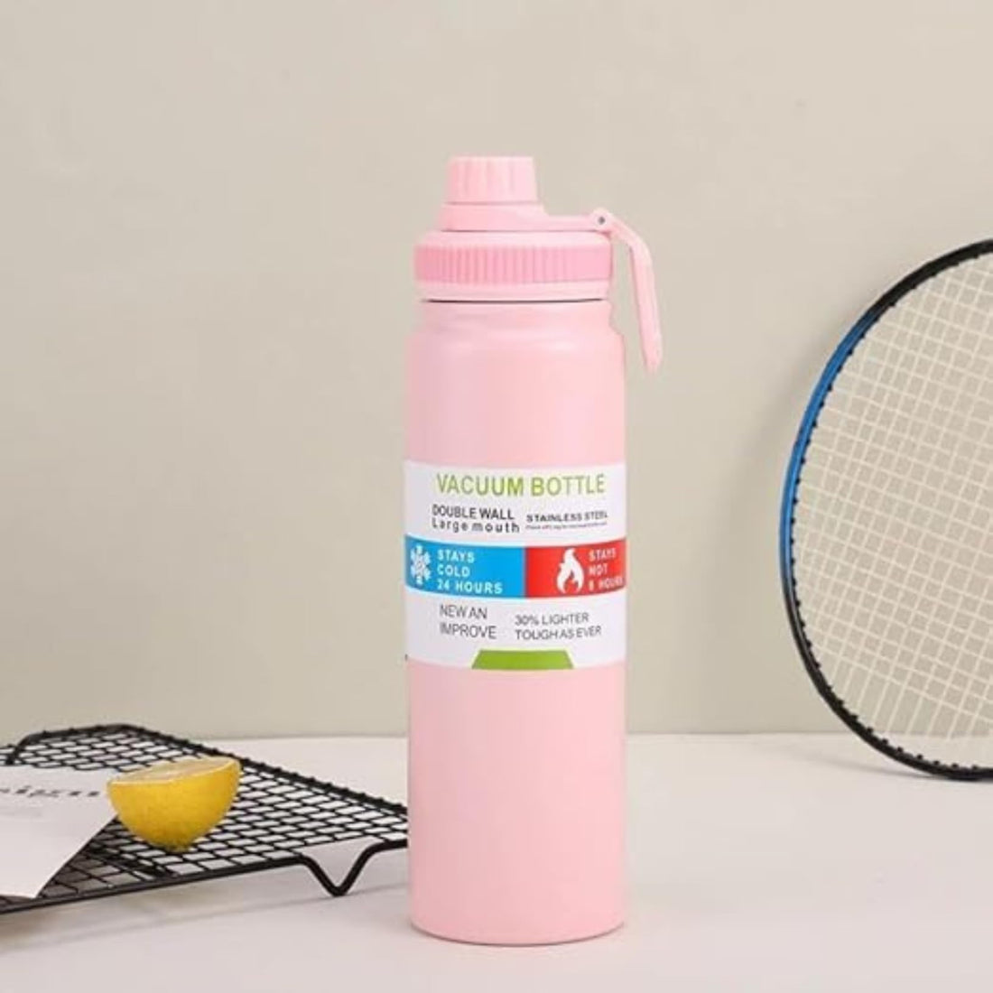 800ml Vacuum Insulated Stainless Steel Thermal Bottle, Leakproof, BPA Free, Hot/Cold Sports Water Bottle for Coffee, Tea, Travel (Pink)