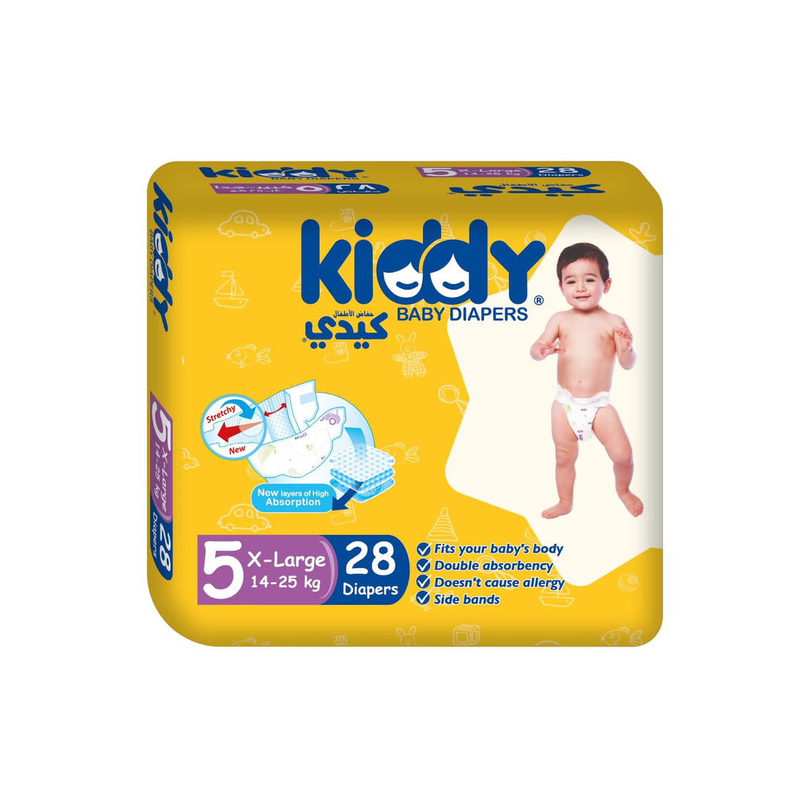 Kiddy Baby Diapers stretch X-Large (size 5) 28 diapers