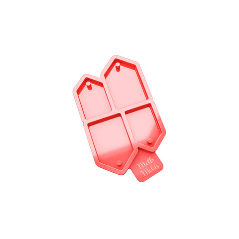 MelbMolds 2 Sizes 4-Cavity Abstract Home Silicone Mold – for Making Keychains, Epoxy Resin Pendants, Custom Name Tags
