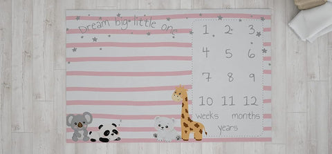 HomePrint Milestone Blanket for Baby 110X 90 CM Italian Velvet Comes with a Circular Metal Ring , 2725619349354