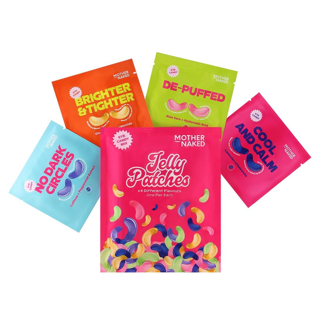MotherNaked Jelly Patches | 4-Pack Undereye Patch Bundle | No Dark Circles | Cool and Calm | Brighter and Tighter | De-Puffed
