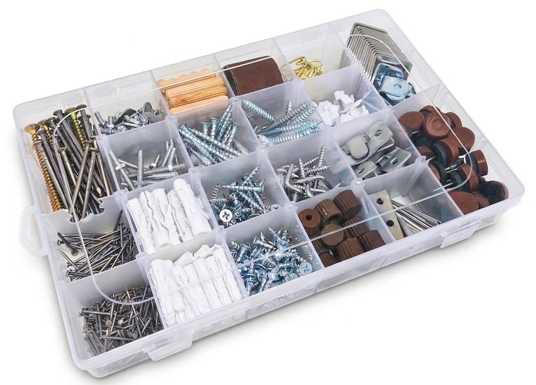 +680 Pcs Home Repair Kit, Screws, Plastic Fisher, Wire Clamp, Bit, Hooks, Furniture Hangers, Drill Bit, Shelf Brackets, Complete Repair Tool Kit Bag Kit, Tool Kit (Box)
