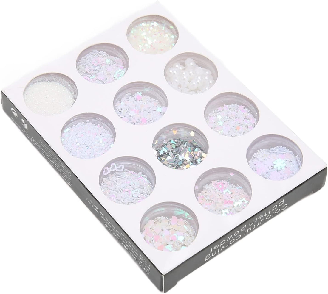 12 Boxes Holographic Nail Sequins Set - Multi-Shape Glitter Glitter Star Heart Mermaid Nail Sequins for Nail Art Makeup Face Body Professional Look