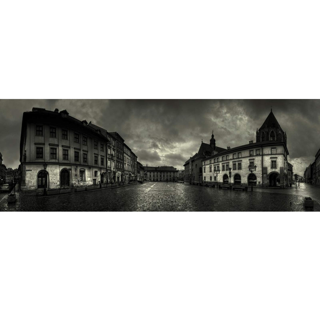 City In The Rain Wall Art Canvas Print By Paralaxa