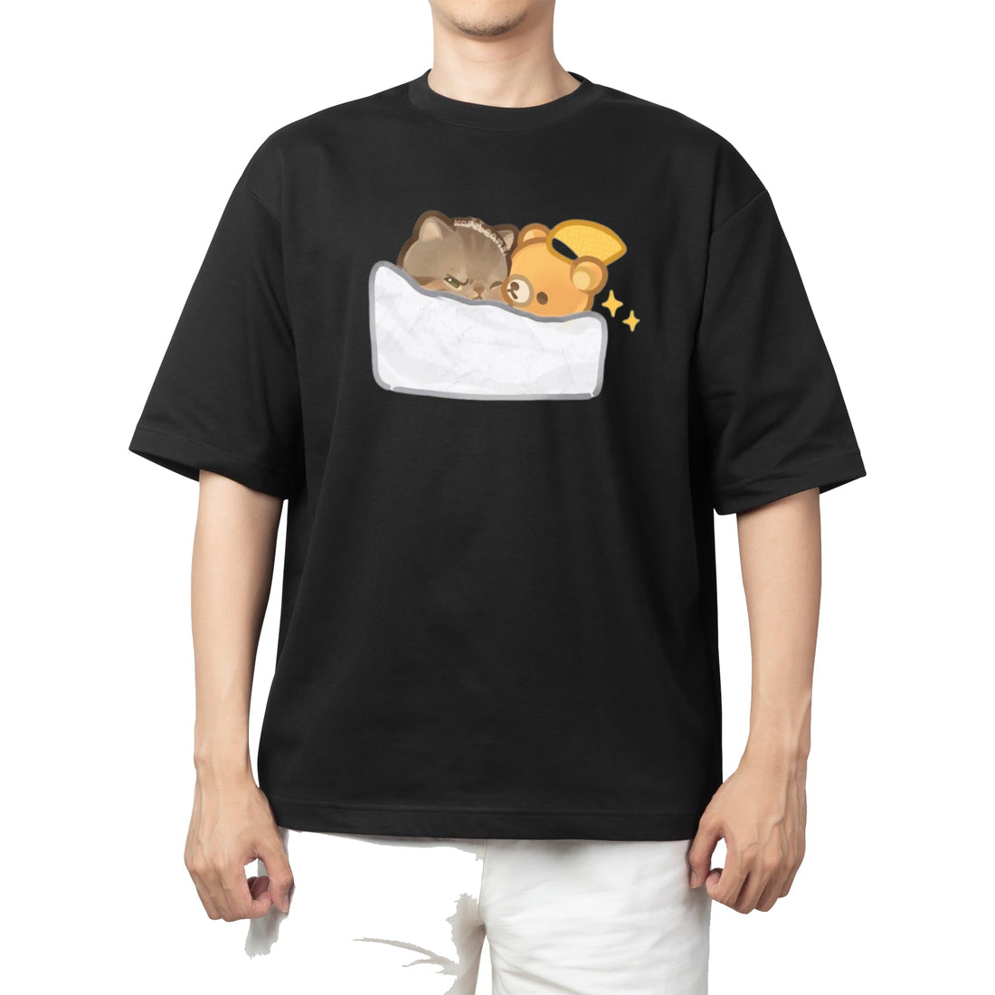 CUTE kawaii kitty cat black t-shirt oversize 41