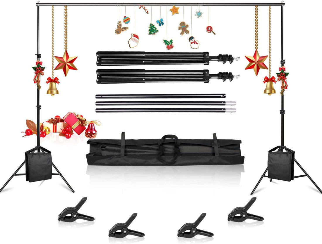 With 3 photo backdrops Heavy Duty Background Stand, 2x2M Backdrop Support System Kit with Carry Bag for Photography Photo Video Studio,Photography Studio