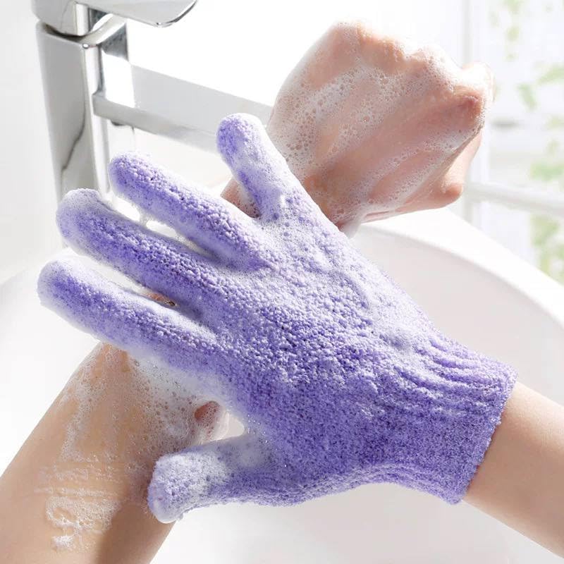 Exfoliating Bath Gloves, Shower Scrubber Gloves for Body Massage and Dead Skin Removal, Colorful Mesh Loofah Gloves, Multi-Color