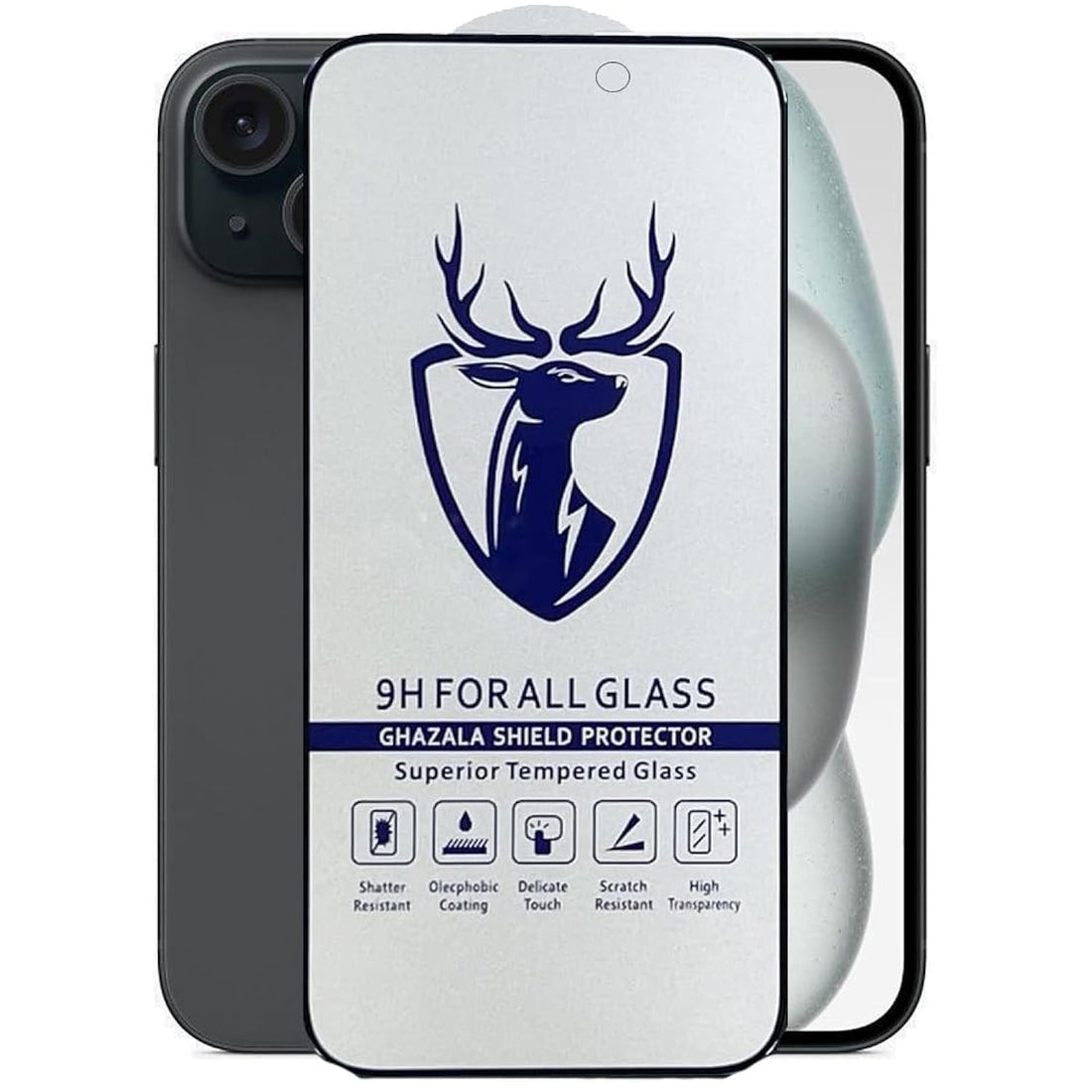 Deer Screen Protector Original Super Tempered Glass 9H Screen Protector For Iphone 15 (6.1) / Iphone 15 Pro (6.1)/ Iphone 15 Pro Max Full Glue (Iphone 15)