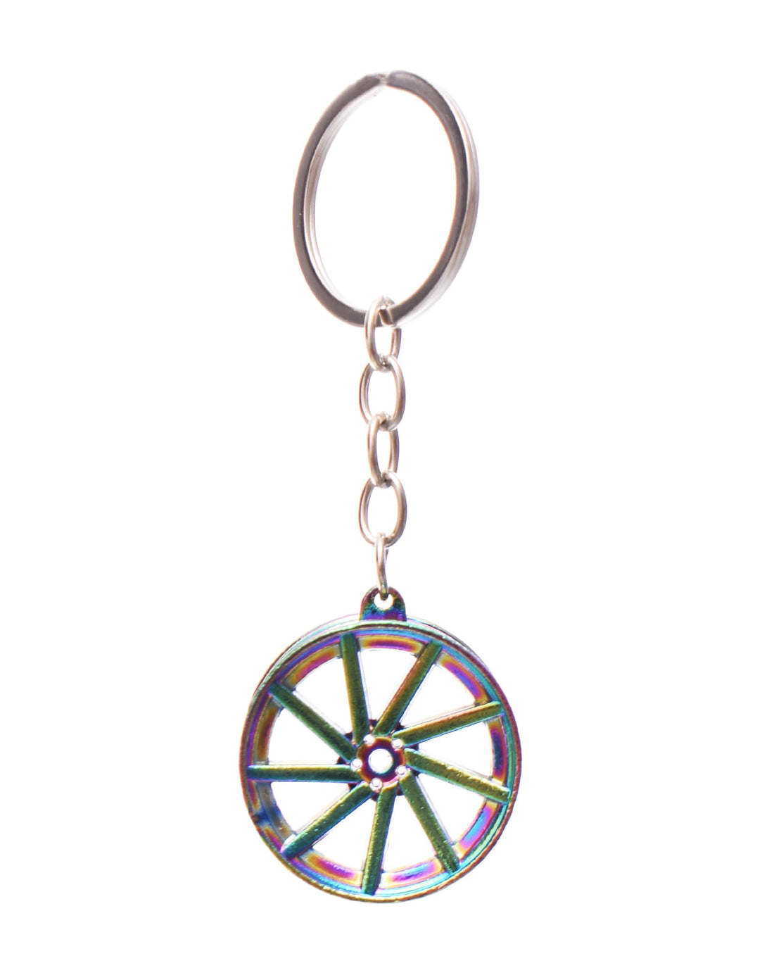 Car Rim Key Chain Medallion, Multi Color, Universal Fit