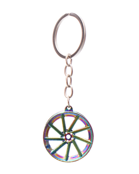 Car Rim Key Chain Medallion, Multi Color, Universal Fit