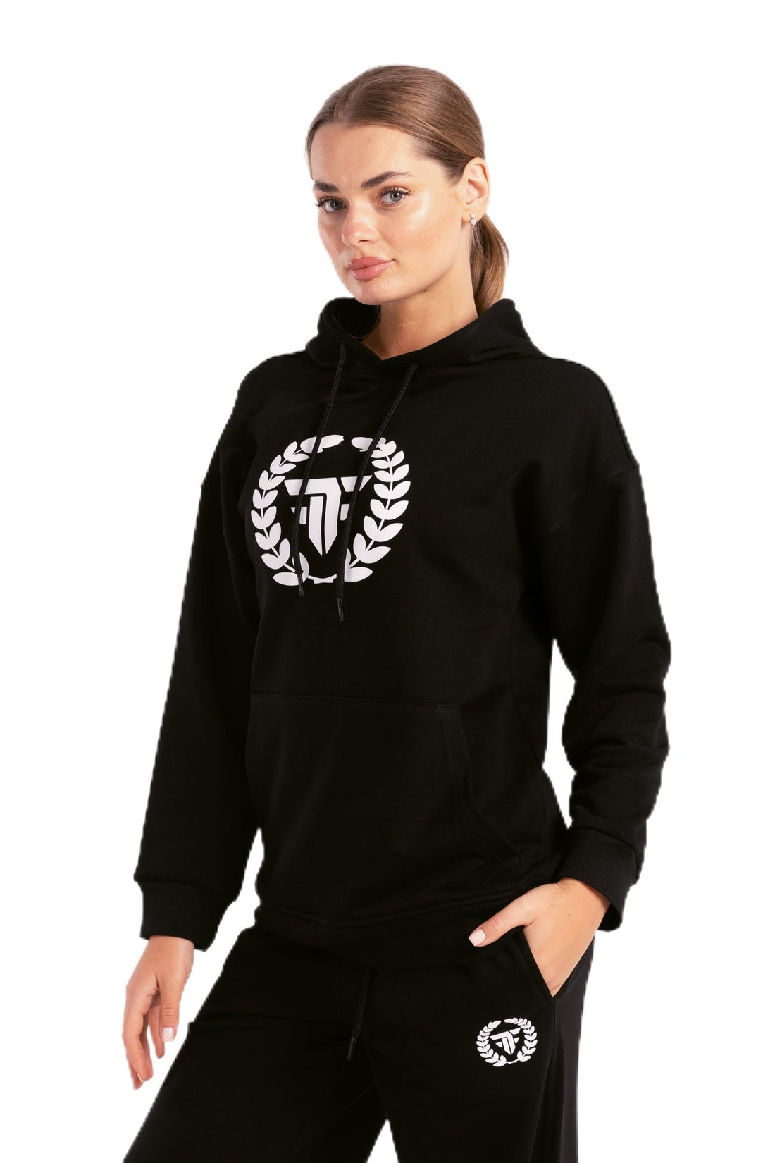 Black Elite Crest Oversized Hoodie