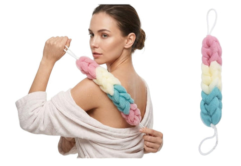 Back Loofah Sponge, Bath Back Scrubber Long Stretch, Bath Body Spong Shower Scrubber with Rope Handles, Exfoliating Body Loofah for Men Women (multicolor)