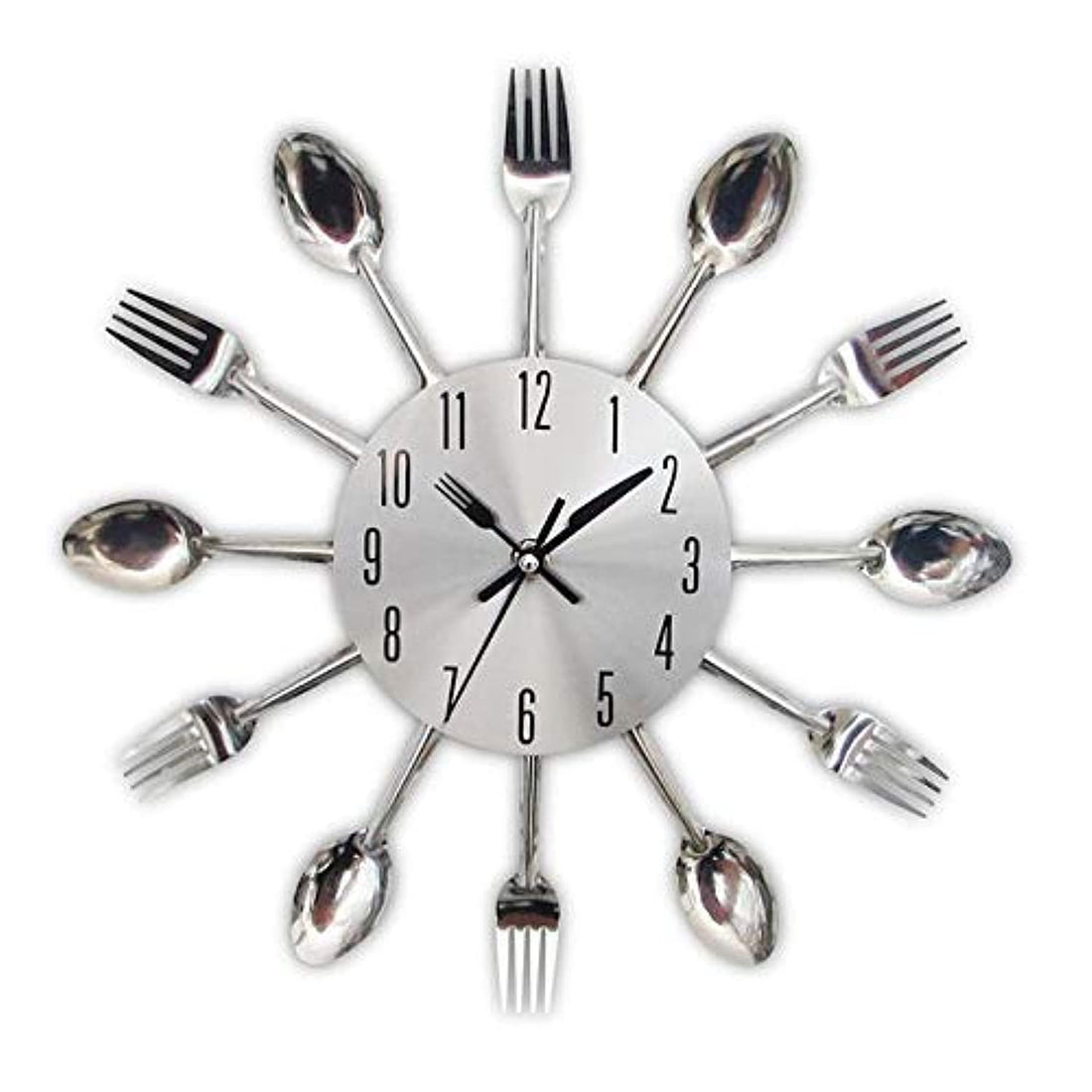 New Modern Kitchen Wall Clock Sliver Cutlery Clocks Spoon Fork Creative Wall Stickers Mechanism Design Home Decor