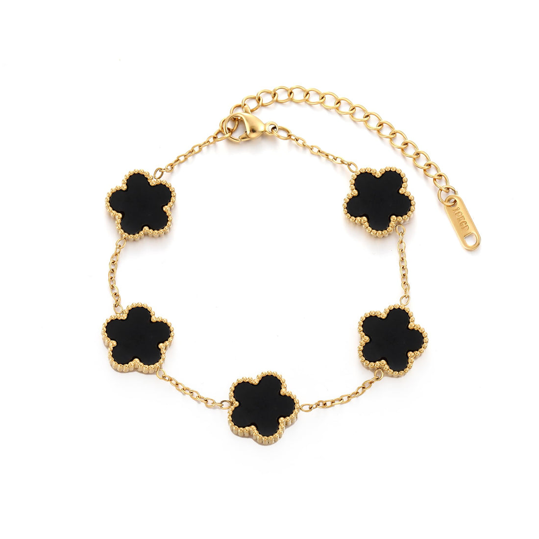 TICVSS Four Leaf Clover Bracelet for Women 18K Gold Plated Stainless Steel Lucky 4 Leaf Link Bracelet Jewelry Gift for Women