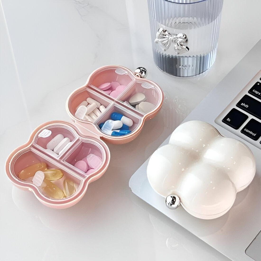 Cloud Box - Cute Pink and White Cloud Shape Travel Jewelry Organizer with Multiple Compartments for Secure and Portable Storage for Rings Earrings Necklaces Travel