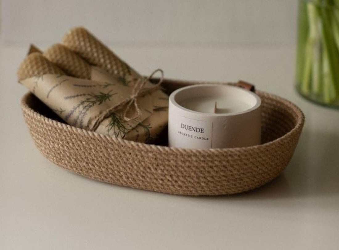 MacrameStore/boho decor - Oval HandMade Woven Organizer 25CM D - منظم بيضاوي مصنوع يدويا 25سم