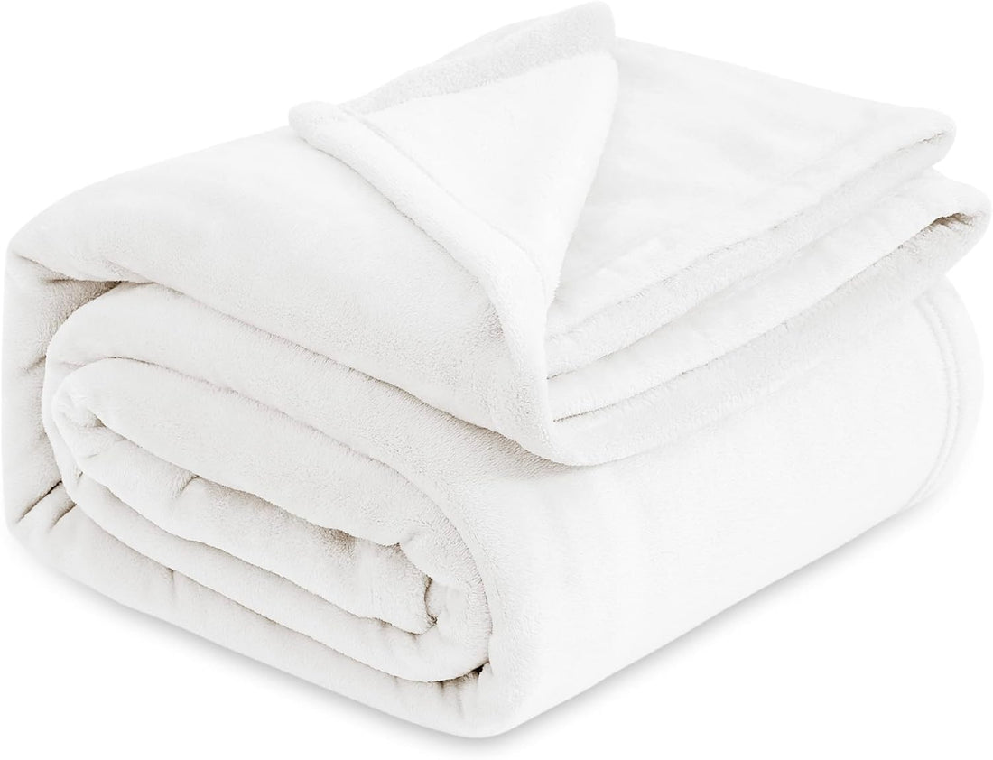 Sofa 220 x 240 cm – White Double Bedspread, Oversized Sofa Cover, Soft Warm Flannel