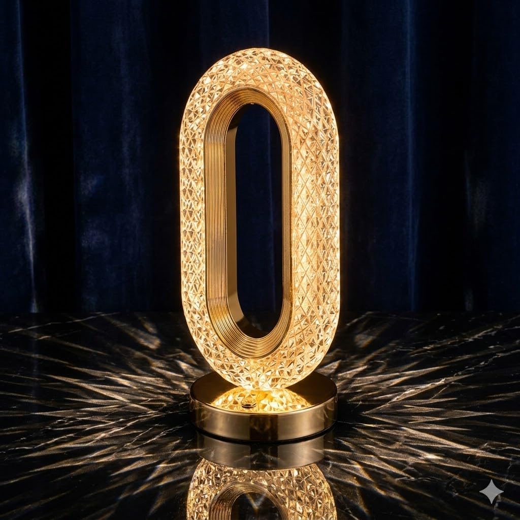 Premium Oval Crystal LED Table Lamp Touch Control 3 Dimmable Brightness Levels USB Luxury Gold Desk Light for Bedroom Living Room Decor & Bedside