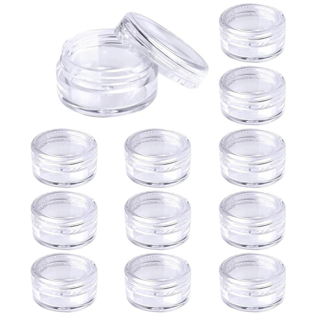 12 Pieces Empty Plastic Cosmetic Jars Travel Sample Jars Small Round Cosmetic Containers for Cream Lip Balm Sample (5g/5ml), Clear