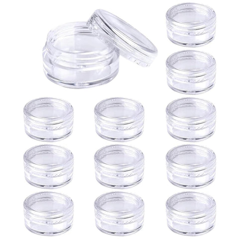 12 Pieces Empty Plastic Cosmetic Jars Travel Sample Jars Small Round Cosmetic Containers for Cream Lip Balm Sample (5g/5ml), Clear