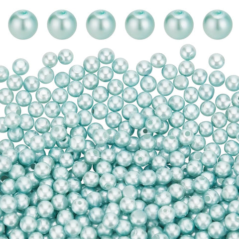 PH PandaHall 4Mm About 1000Pcs Tiny Satin Luster Environmental Dyed Glass Pearl Round Beads Assortment Lot For Jewelry Making Round Box Kit Anti Flash Light Blue 4~4.5mm Light Blue-1000 Pcs