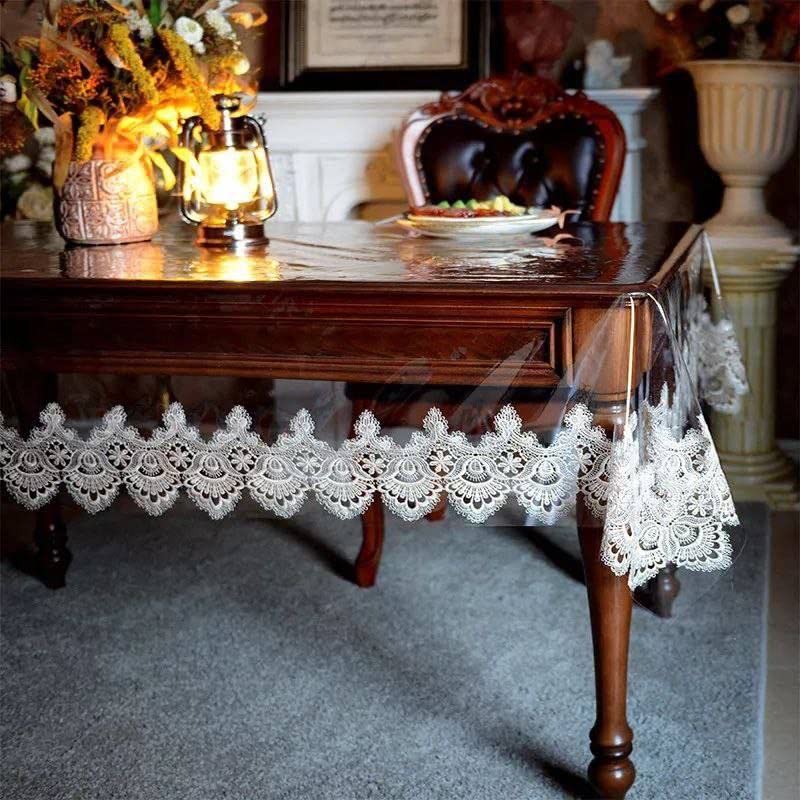 Generic Elegant Lace Tablecloth, Sheer Clear Design, 137 x 183 cm, Victorian Style Border .bak