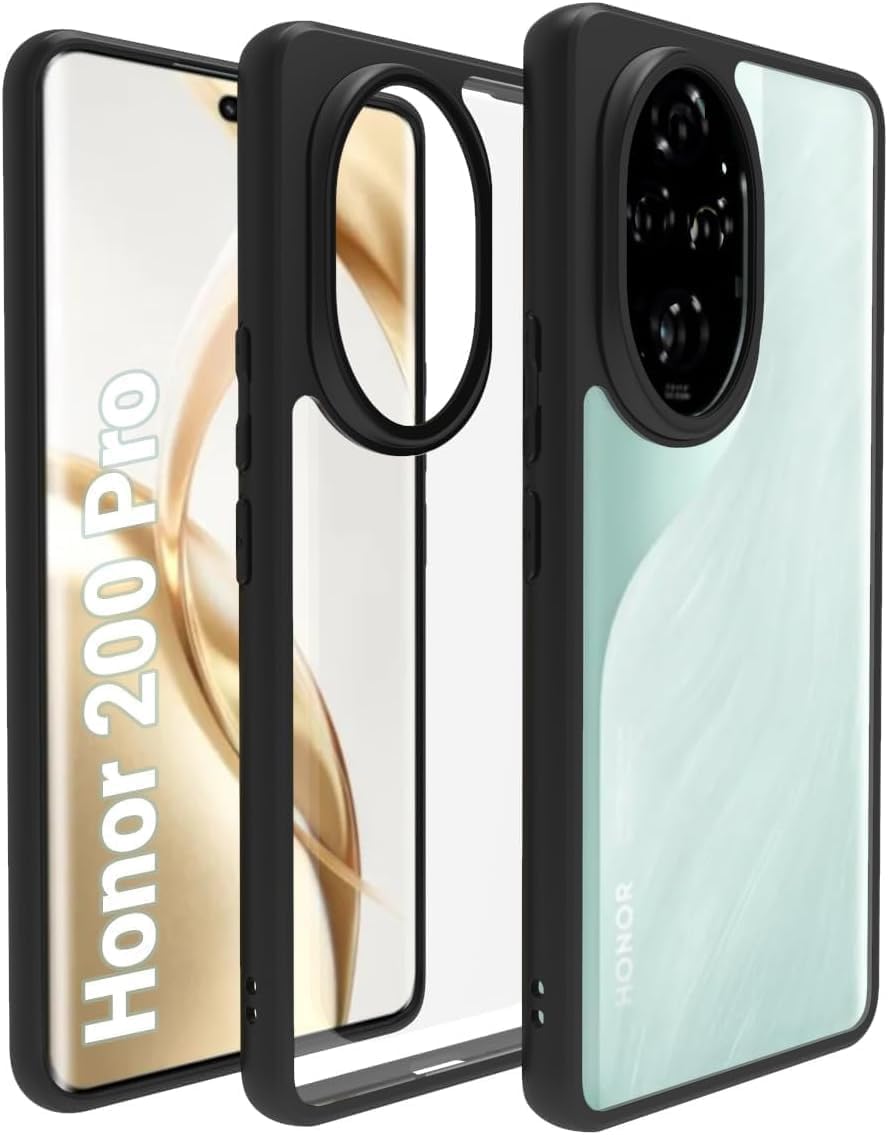 Hard Crystal Q Series Black Frame Luxury Case For Honor 200 Pro