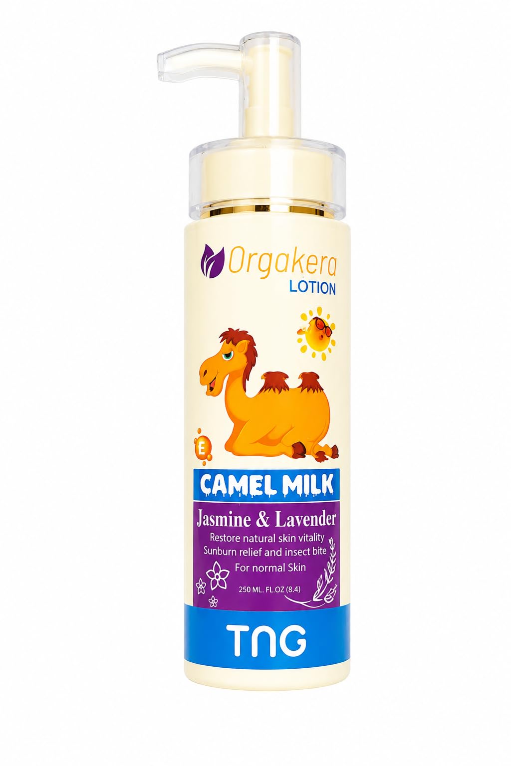 Orgakera Camel Milk Lotion with Jasmine & Lavender 250ml - Hydrating Body Lotion for Dry Skin, Relaxing Scent, Softness & Daily Nourishing Care
