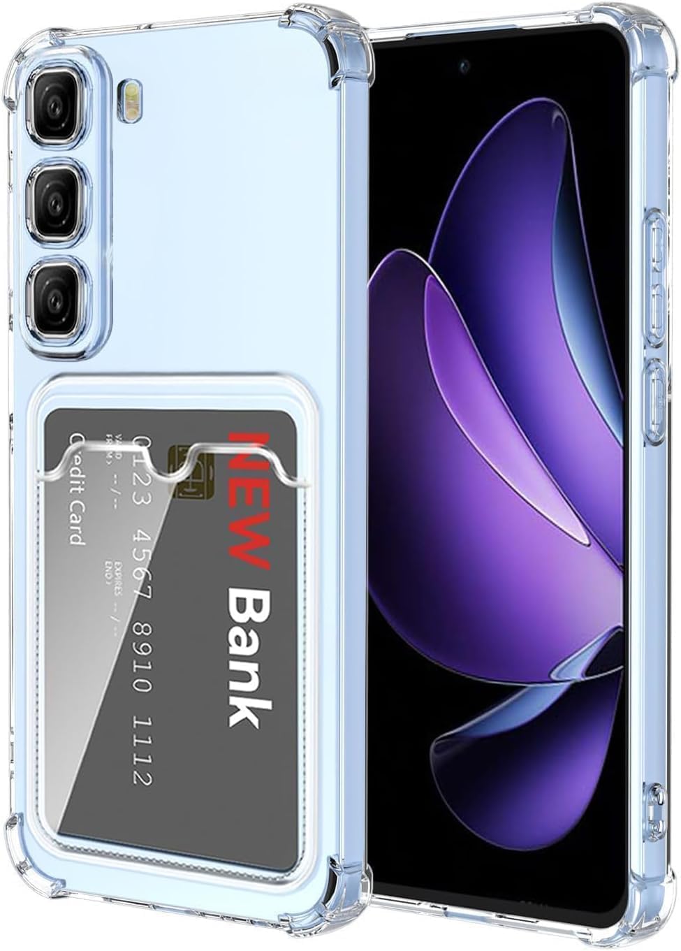Case Compatible with Infinix Hot 60 Pro Plus with Card Holder Slim Soft TPU Bumper Anti-Scratch Shockproof Protective Cover